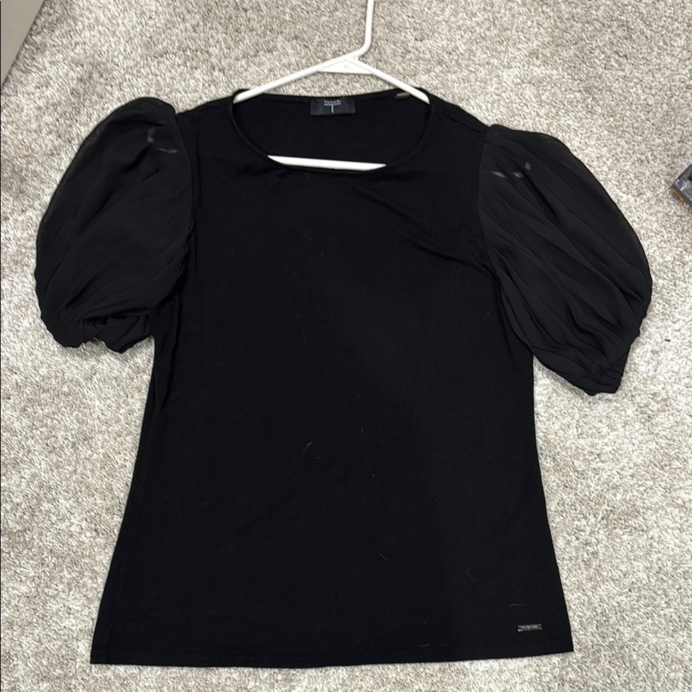 Elegant Black Puff Sleeve Top